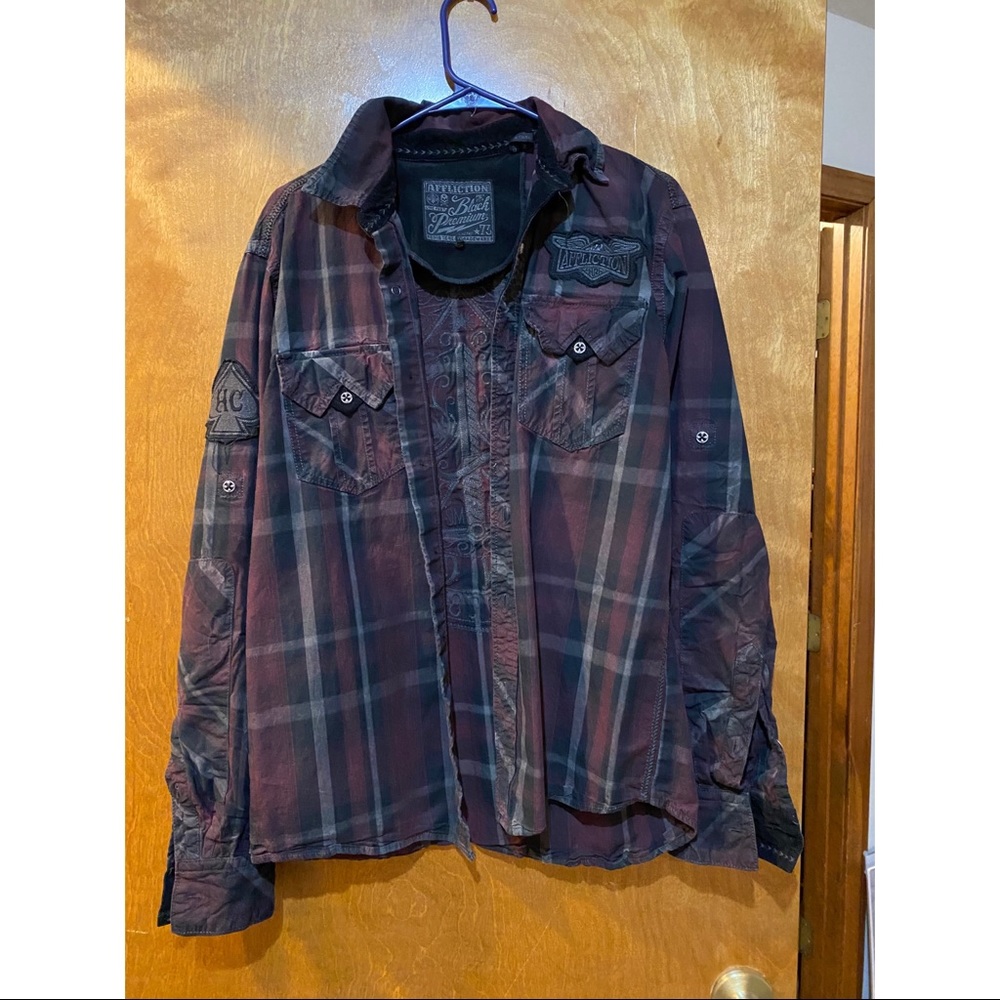 Affliction Plaid Button Down